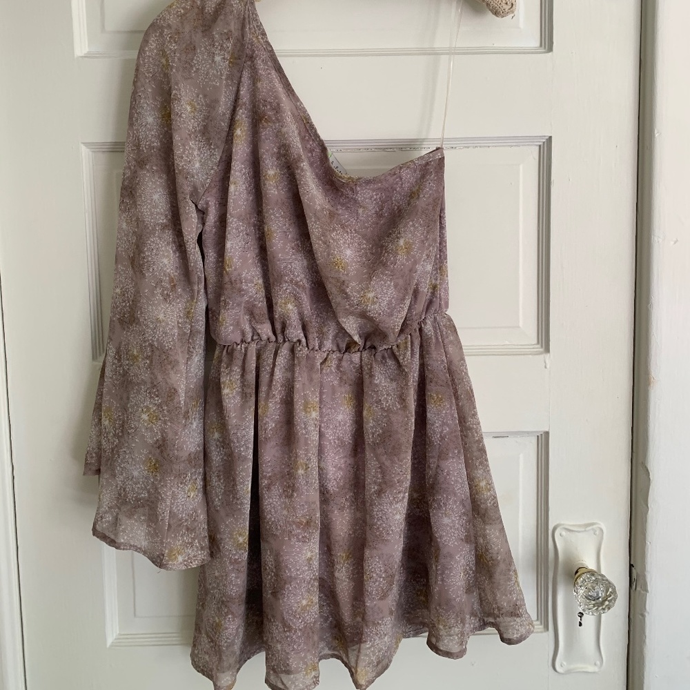 Dandelion Print One Shoulder Boho Dress/Shirt